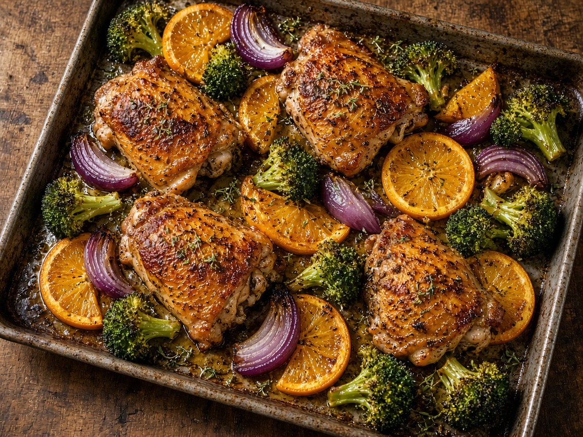 Sheet-pan citrus chicken and vegetables